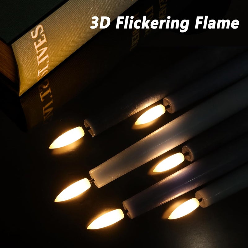 AFINETH Blue Flameless Taper Candles, 9.6" Real Wax Battery Operated Candles with Remote, 3 Pack Flickering, Gradient Candlesticks, Fake Candle for Home, Wedding, Party Decor - Image 4